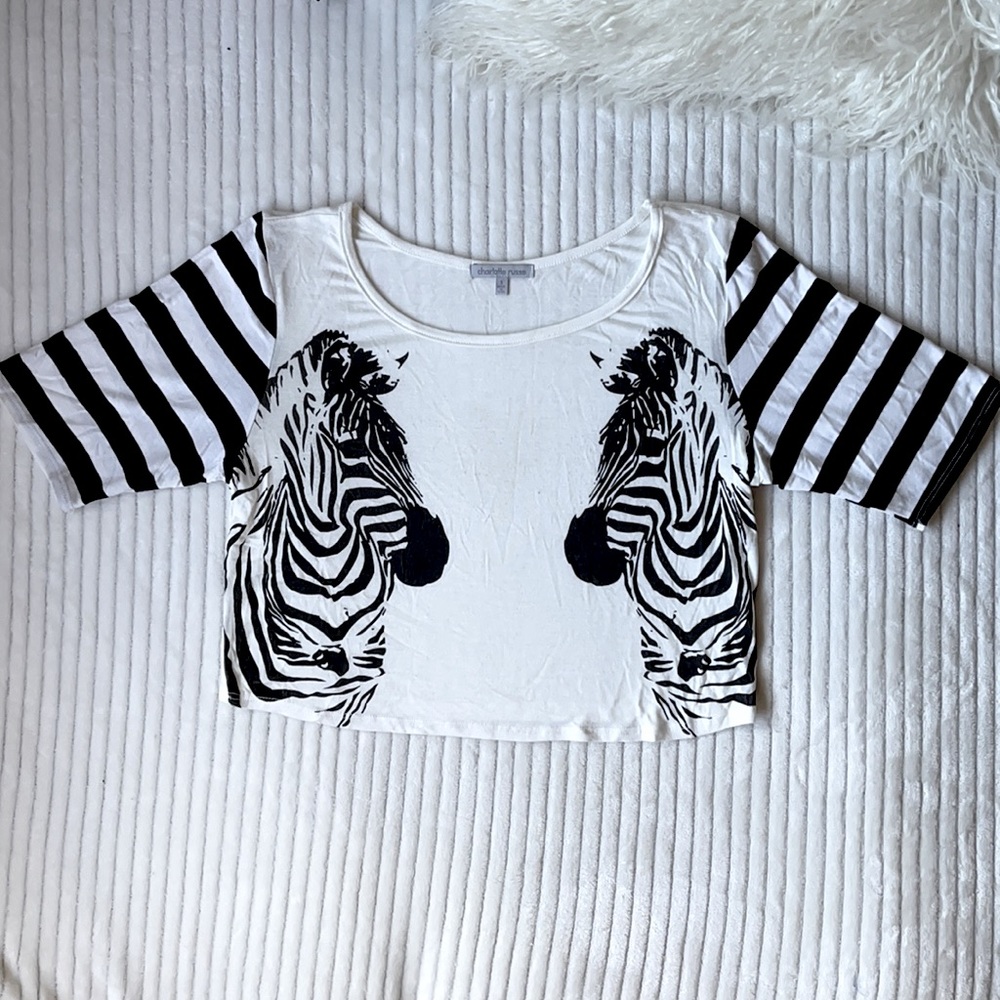 charlotte russe zebra crop top, size S.